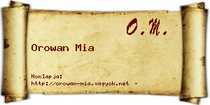 Orowan Mia névjegykártya